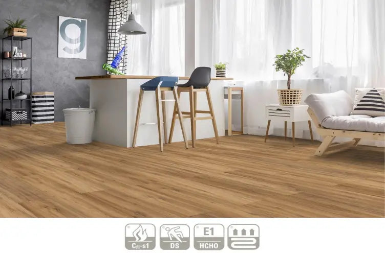 Piso Flotante Laminado Aleman - 8 mm - Origen Alemán - MicroBisel - Alto Tráfico - Caramelo