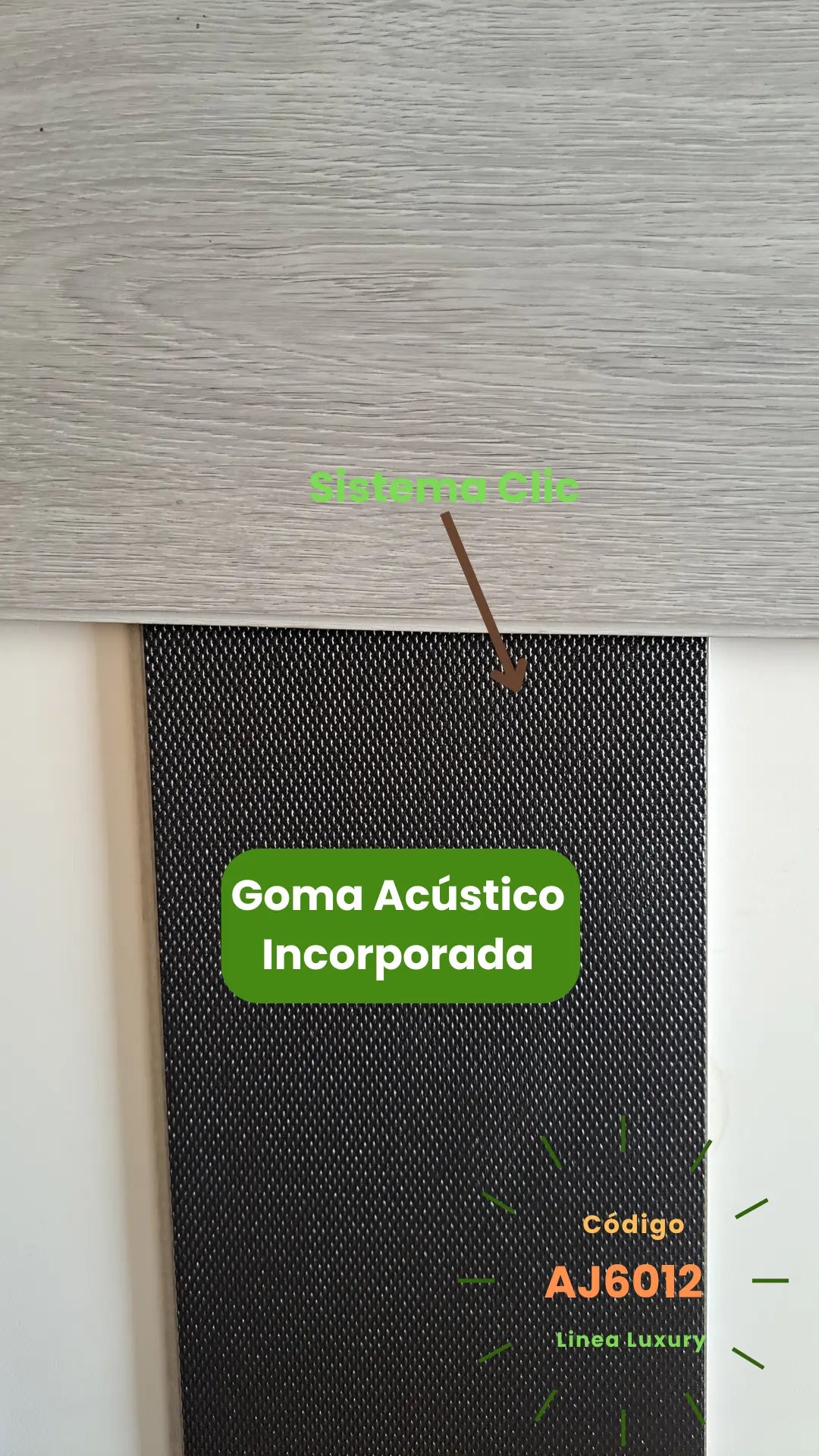 Piso Vinílico SPC Antiruido - 6.5mm - Linea Luxury - AJ6012