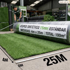 Rollo Pasto Sintético Estándar 15mm - 25m x 4m (100m²) - Precio mayorista